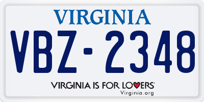 VA license plate VBZ2348
