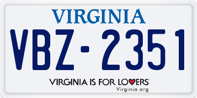 VA license plate VBZ2351
