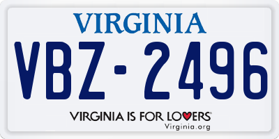 VA license plate VBZ2496