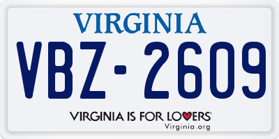 VA license plate VBZ2609