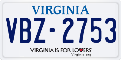 VA license plate VBZ2753