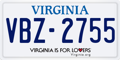 VA license plate VBZ2755