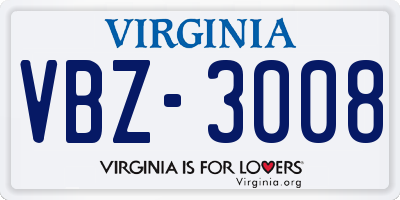 VA license plate VBZ3008