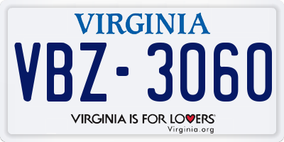 VA license plate VBZ3060