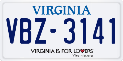 VA license plate VBZ3141