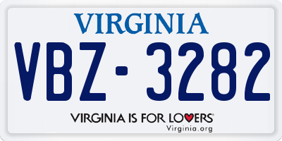 VA license plate VBZ3282