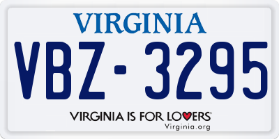 VA license plate VBZ3295