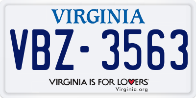 VA license plate VBZ3563