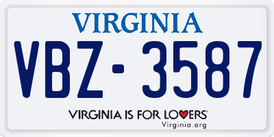 VA license plate VBZ3587