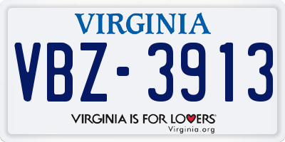 VA license plate VBZ3913