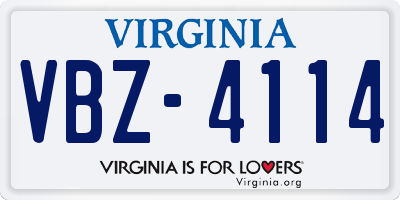 VA license plate VBZ4114