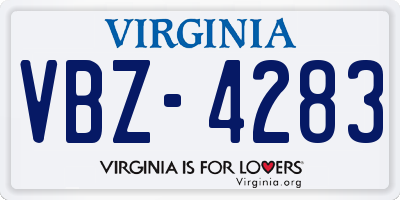 VA license plate VBZ4283