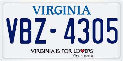 VA license plate VBZ4305