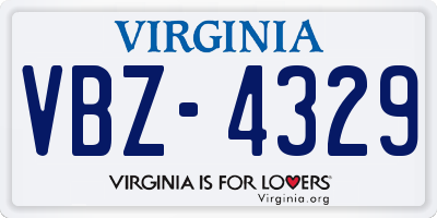 VA license plate VBZ4329