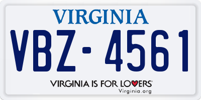 VA license plate VBZ4561