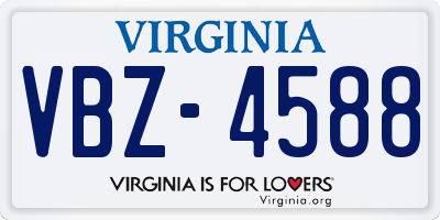VA license plate VBZ4588