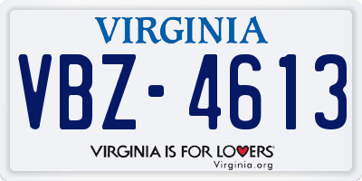VA license plate VBZ4613