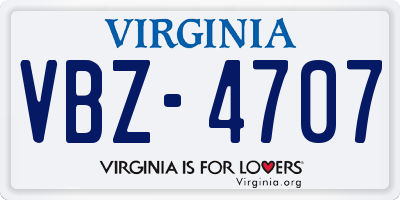 VA license plate VBZ4707