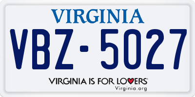 VA license plate VBZ5027