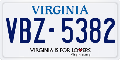 VA license plate VBZ5382