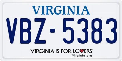 VA license plate VBZ5383