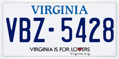 VA license plate VBZ5428