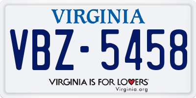 VA license plate VBZ5458