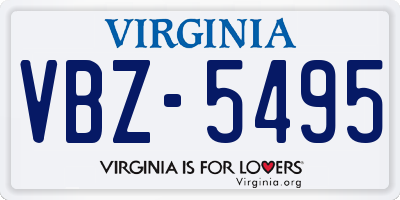 VA license plate VBZ5495
