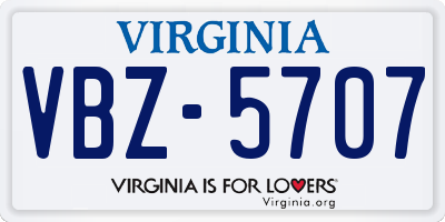 VA license plate VBZ5707
