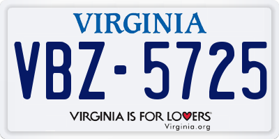 VA license plate VBZ5725