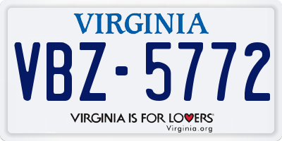 VA license plate VBZ5772