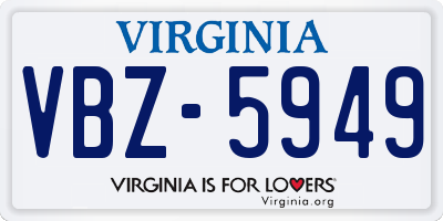 VA license plate VBZ5949