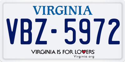 VA license plate VBZ5972