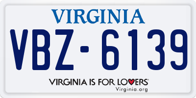 VA license plate VBZ6139