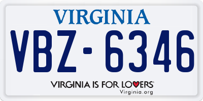 VA license plate VBZ6346