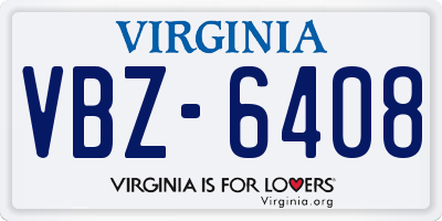 VA license plate VBZ6408