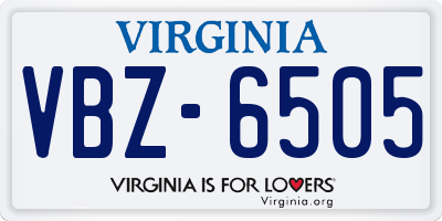 VA license plate VBZ6505