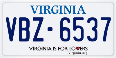 VA license plate VBZ6537