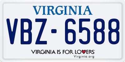 VA license plate VBZ6588