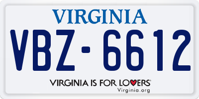 VA license plate VBZ6612