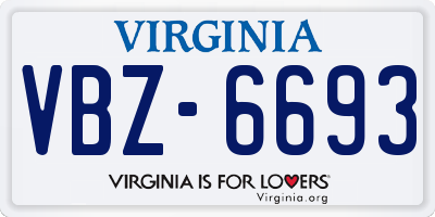 VA license plate VBZ6693