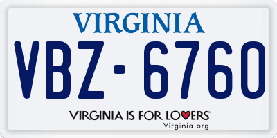 VA license plate VBZ6760