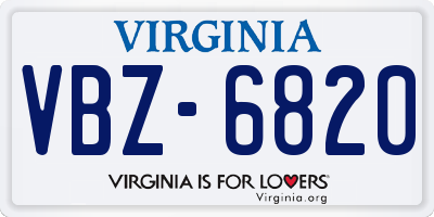 VA license plate VBZ6820