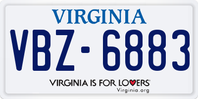 VA license plate VBZ6883