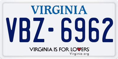 VA license plate VBZ6962