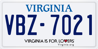 VA license plate VBZ7021