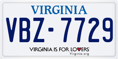 VA license plate VBZ7729