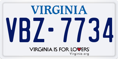 VA license plate VBZ7734