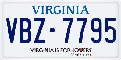 VA license plate VBZ7795