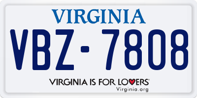 VA license plate VBZ7808